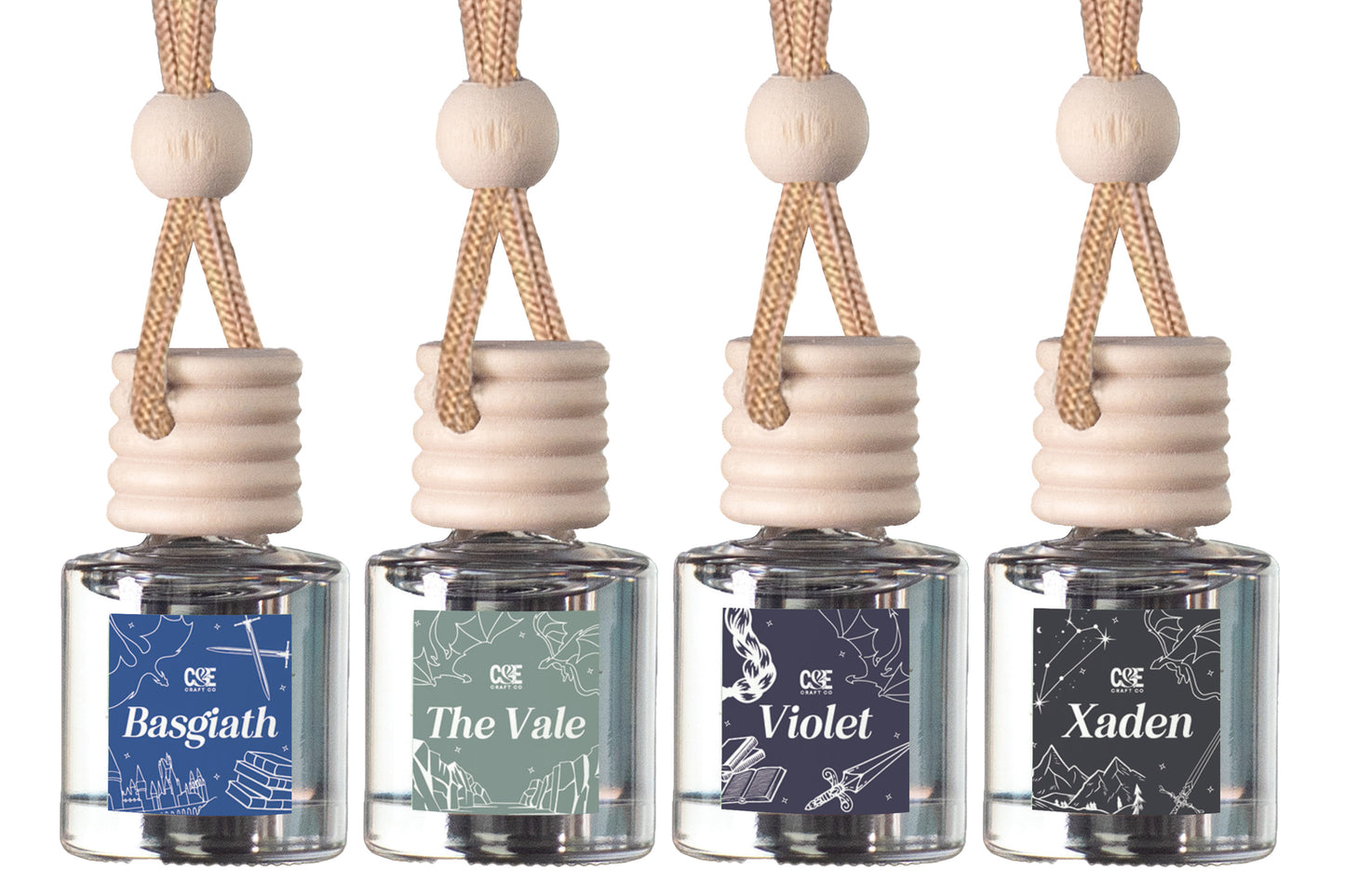 Four-Pack Scented Car Fresheners Bundle – 4 Unique Scents, 8ml Each