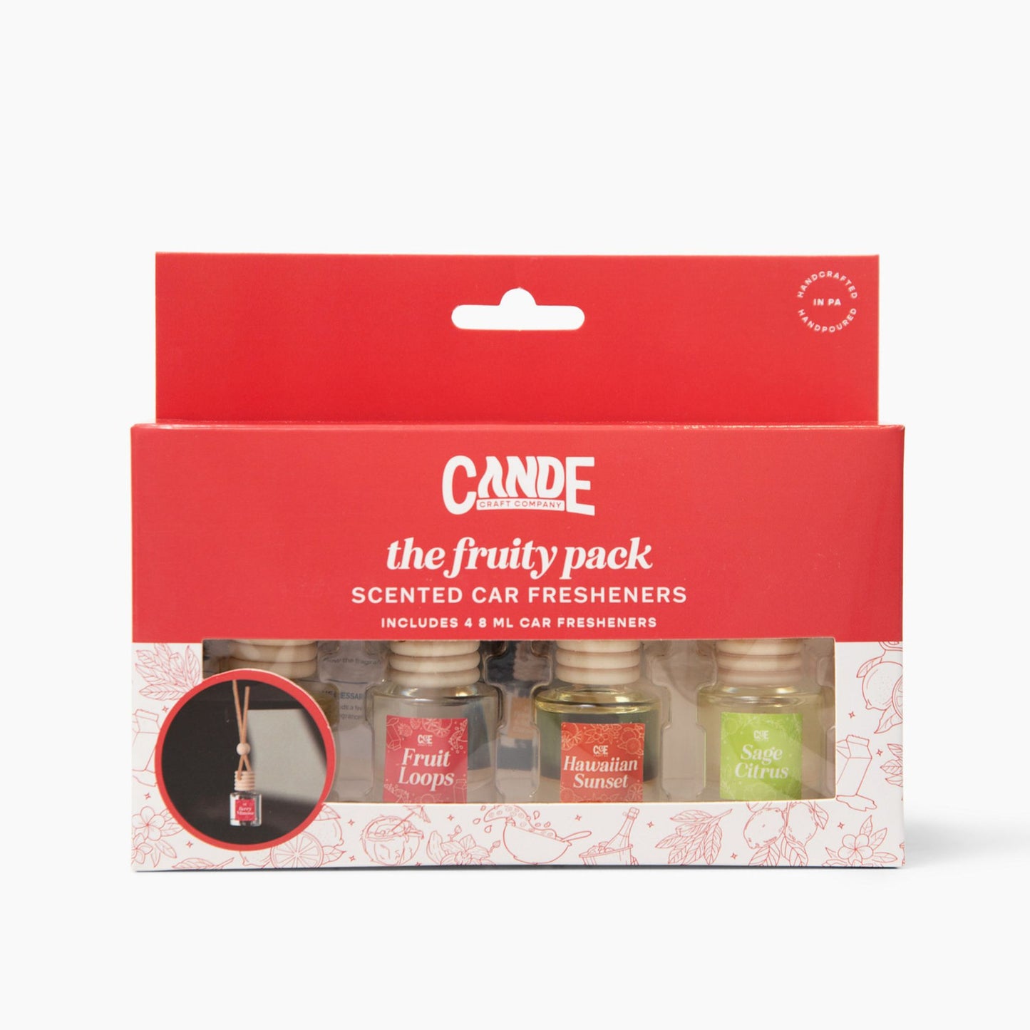 Four-Pack Scented Car Fresheners Bundle – 4 Unique Scents, 8ml Each