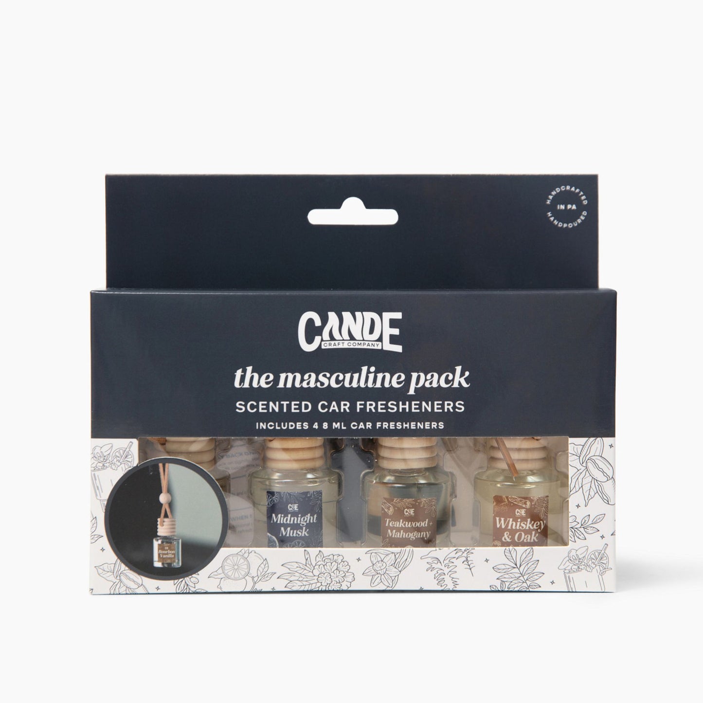 Four-Pack Scented Car Fresheners Bundle – 4 Unique Scents, 8ml Each