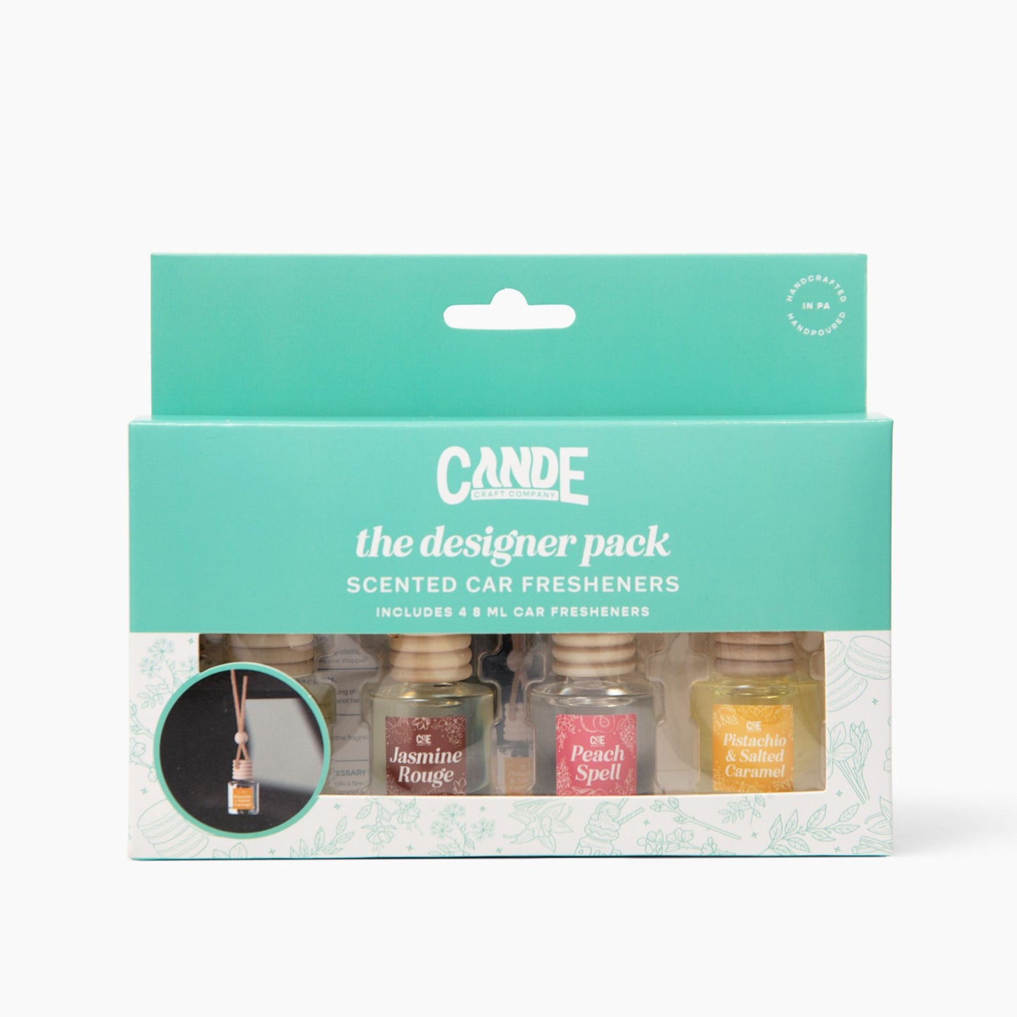 Four-Pack Scented Car Fresheners Bundle – 4 Unique Scents, 8ml Each