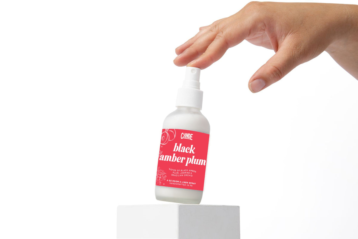 Black Amber Plum 4 oz Room & Linen Spray bottle by C&E Craft Co