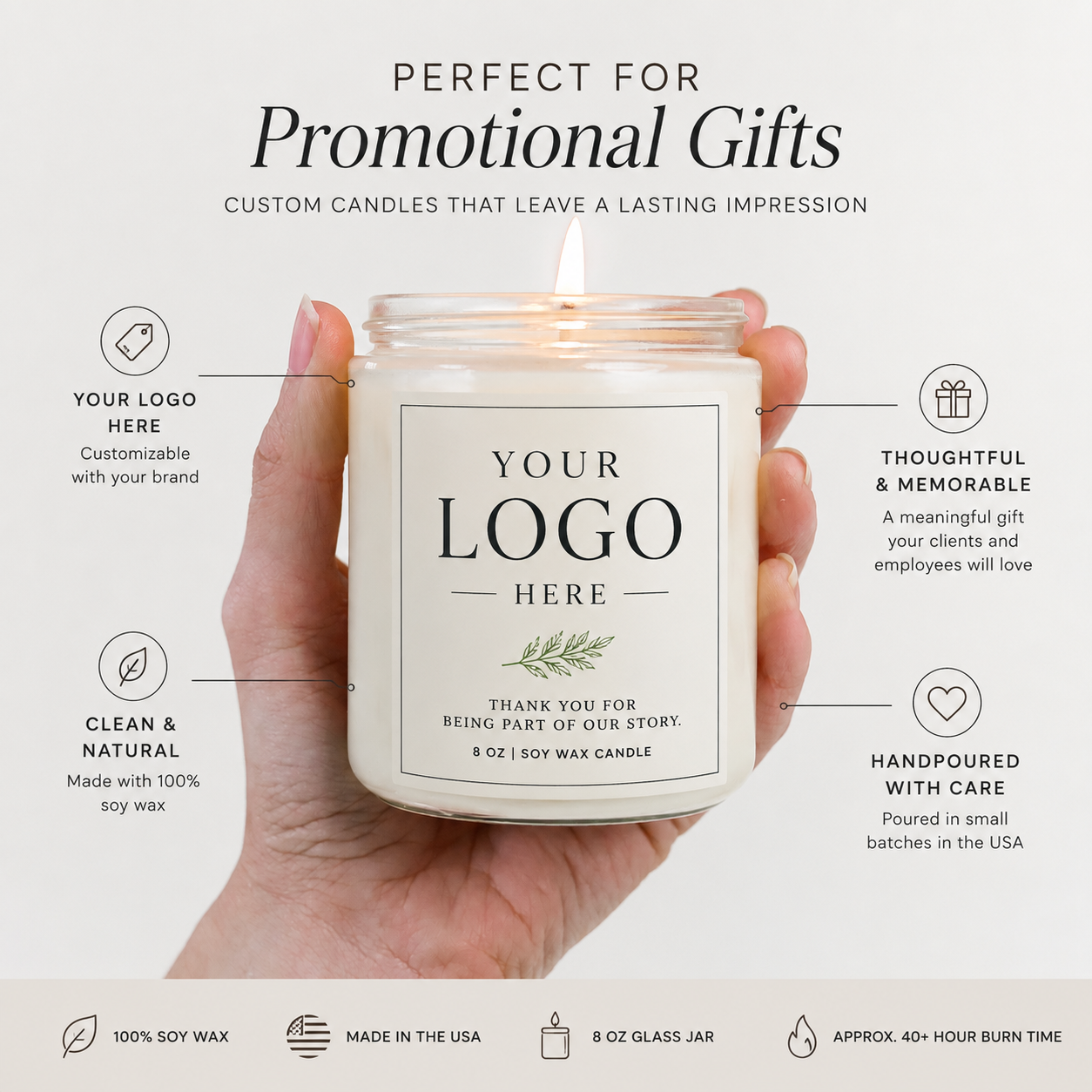 8 oz Scented Candle - Made in the USA - Custom Label