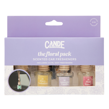 Floral 4 Pack Scented Car Fresheners Bundle